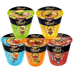 统一汤达人方便面12杯桶装整箱装泡面网红日式酸辣豚骨拉面混搭面