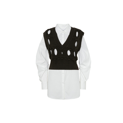 XG/雪歌XJ311018A372两件套毛针织衫时尚秋季新款镂空长袖毛衫女