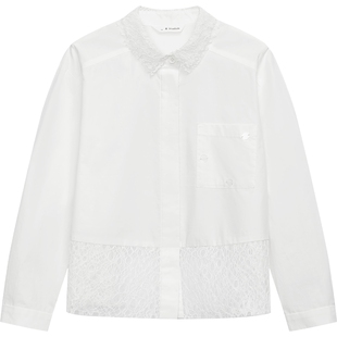 播broadcute童装2024春男女童镂空设计感长袖单排扣衬衫KGR1C769