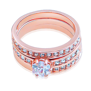 彩金玫瑰金叠戴三生三世戒指女设计小众素圈高级感独特2025新款潮