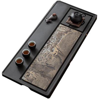 万毓中式国画石茶盘，可定制刻字