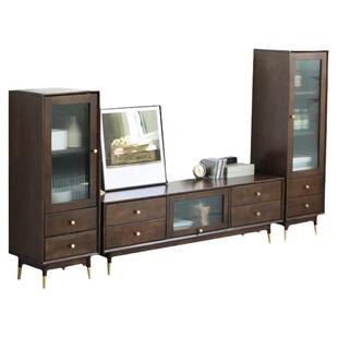 家逸客厅电视柜组合边柜小酒柜轻奢风立柜全实木旁柜装饰柜展示柜