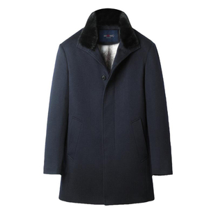 男士整貂尼克服可拆卸水貂内胆中长款十字貂立领皮草冬季貂皮大衣