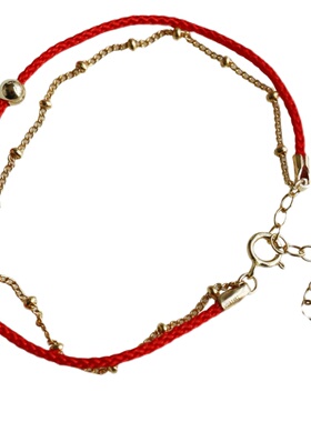 匠趣本命年幸运14k逢女双层红绳