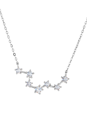 AHCHOO 静奢火彩莫桑石璀璨八芒星吊坠项链小众高级S925银锁骨链