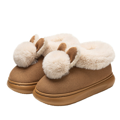 回力女款增高冬季保暖毛绒棉拖