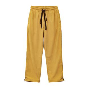 马登工装美式方格黄色玉米绒休闲裤直筒抽绳束脚宽松长裤子男款春