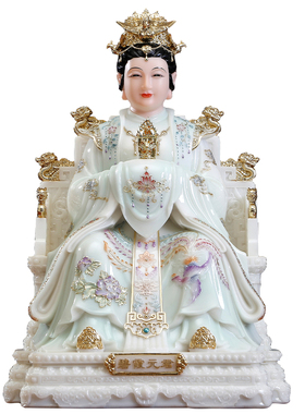汉白玉碧霞元君泰山奶奶神像摆件