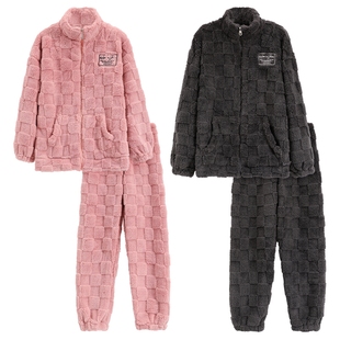 2023年新款情侣睡衣女冬季珊瑚绒加厚保暖家居服可外穿法兰绒套装