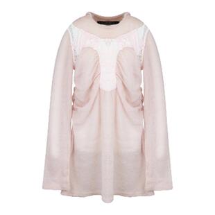 【秋冬新品】JennyFax蕾丝拼接叠穿不规则形针织裙毛衣裙连衣裙