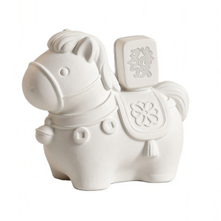 马年新款旋转石膏娃娃儿童新年礼物生肖马洛阳吉祥物涂色彩绘批发