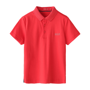 ELLE童装kids男童polo衫女童翻领短袖中大童水柔棉儿童t恤纯棉潮t