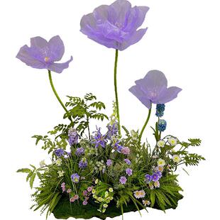 wo+仿真花假花虞美人落地大型商业橱窗装饰网红打卡造景丝网花艺