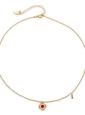 新中式小众设计黑尖晶红宝石项链