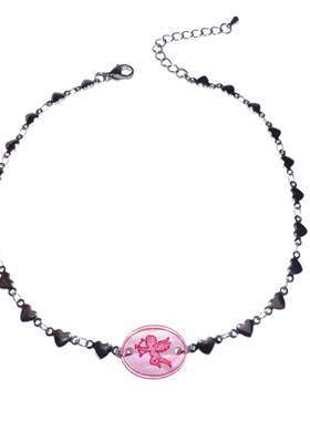 甜酷爱心星星钛钢项链