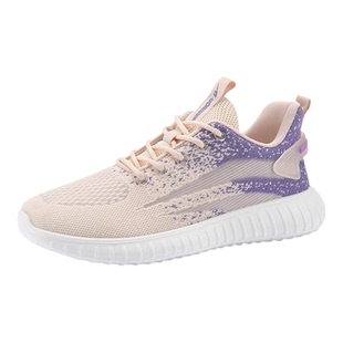 回力运动鞋女款轻便软底超轻紫色女鞋子飞织网面透气防臭跑步鞋