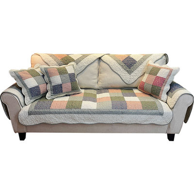 全棉拼布沙发垫四季通用防滑田园