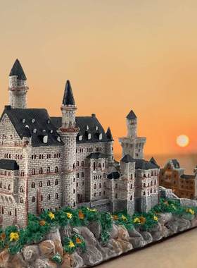 德国历史建筑物天鹅堡树脂工艺复古立体迷你城堡建筑摆件欧式家居