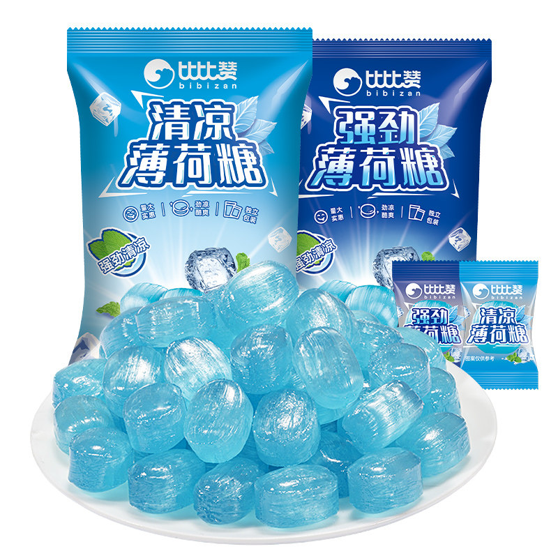 比比赞薄荷糖强劲清凉清新口气提神糖果零食休闲商用招待散装批发
