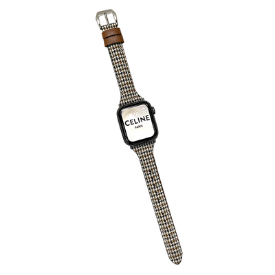 适用iwatch英伦格纹皮表带
