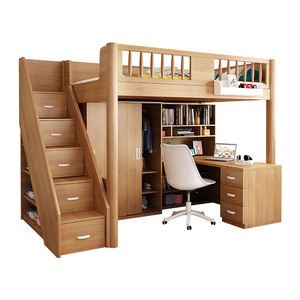 上床下桌儿童床书桌衣柜一体高低床小户型高架床上床下空双层床