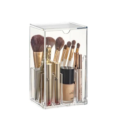 半开门化妆刷收纳盒，透明