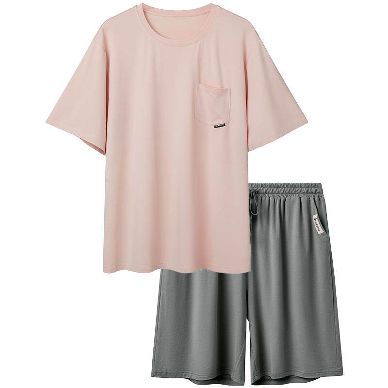 有棵树莫代尔睡衣女款情侣短袖薄男士圆领清凉家居服套装春夏季