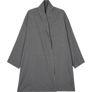 速写outlets奥莱男装春秋折扣新品风衣中长款外套翻领无扣设计