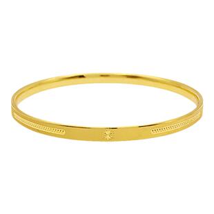 新航黄金手镯女足金5G钻纹金手环CNC四叶草简约金镯子手饰送女友