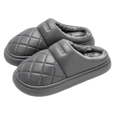 中老人防水棉拖鞋加绒外穿保暖