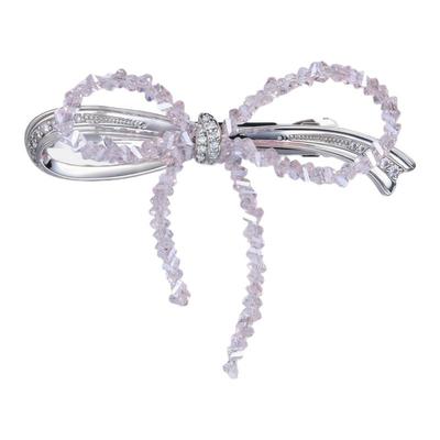 Cercoo/奢蔻蝴蝶心结发卡手工蝴蝶结发夹水晶发饰女后脑勺弹簧夹