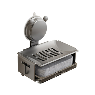 太空铝卫生间免打孔吸盘肥皂盒壁挂式浴室置物架香皂沥水盒带收纳