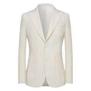 本派白色西装外套男新款意大利风格单排扣戗驳领绅士高级羊毛西服