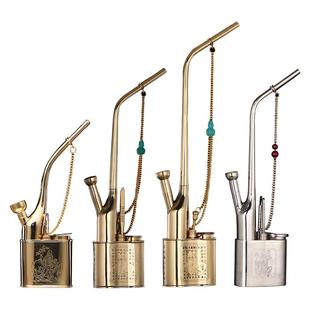 合旺水烟壶老式过滤水烟斗复古加厚六用全套水烟筒高档黄铜水烟袋