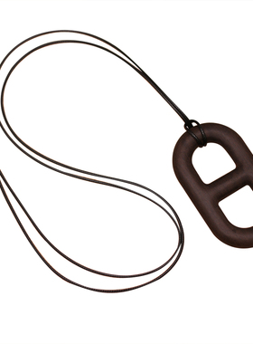 复古做旧木质猪鼻子吊坠项链