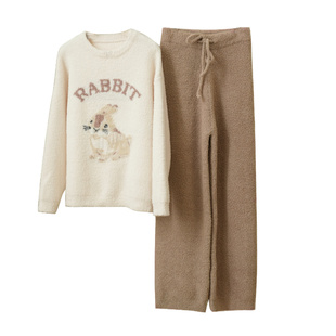 软乎乎 女士半边绒睡衣套装 软糯毛绒家居服 可外穿 冬款 女装