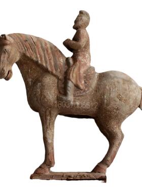 骑马俑画彩手绘仿古陶大全摆件