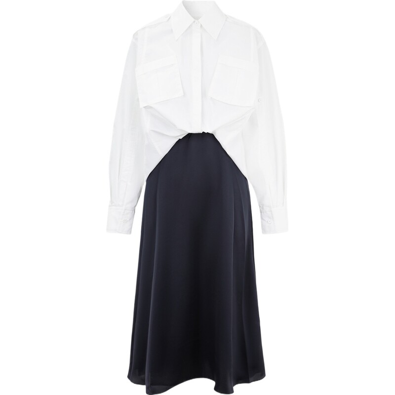 3.1 Phillip Lim 春夏女棉质混纺拼接缎布连衣裙