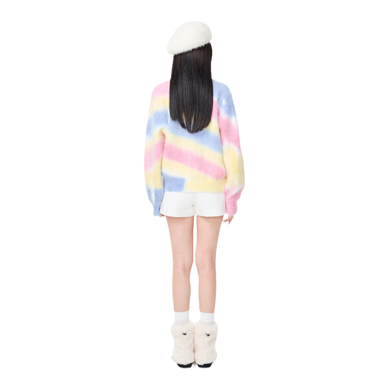 CLOUDSEASON彩色斜条纹开衫