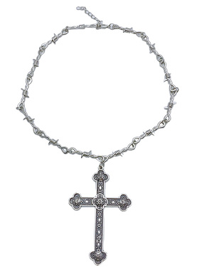 合金女暗黑复古医疗天使手杖项链