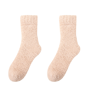 OYEM珊瑚绒中筒袜女保暖不掉绒