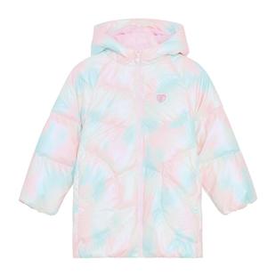 POLOWALK童装秋冬新品连帽中长款女童羽绒服彩色连帽外套儿童