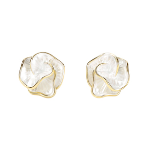 DODOGOGO独特漂亮花朵耳环女高级感轻奢时尚耳钉巨好看的红色耳饰