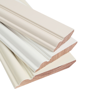 法式实木踢脚线烤漆纯白色15CM象牙白18暖白地脚线20CM欧式贴脚线