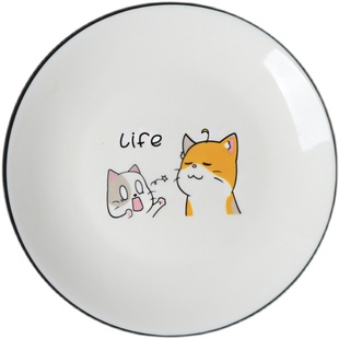 吐骨碟陶瓷家用6英寸小盘子可爱水果盘点心盘试吃盘蛋糕盘甜点盘