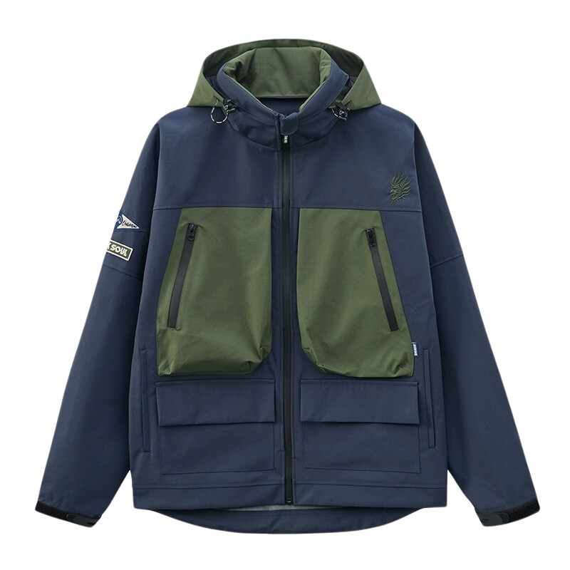 ONIARAI/鬼洗24秋冬新品撞色刺绣大口袋多袋男式宽松外套 B330062
