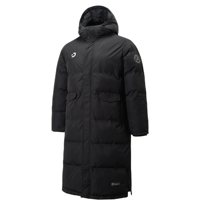 Desporte体士彪品牌冬季加厚保暖抗寒长款训练运动连帽棉服男款男