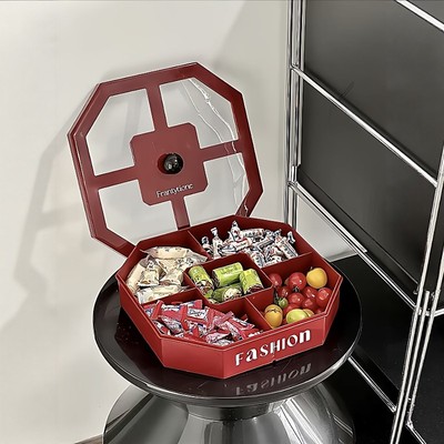 红色水果盘2026马年客厅茶几高颜值坚果干果盘乔迁新年糖果瓜子盘