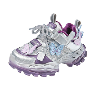 芭比童鞋女童运动鞋2025新款冬季加绒鞋子保暖女孩老爹鞋儿童棉鞋