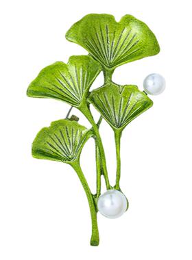 复古文艺植物清新绿叶服装胸针